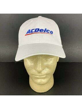 ACDelco White Adjustable Baseball Cap Embroidered Logo Unisex Cotton